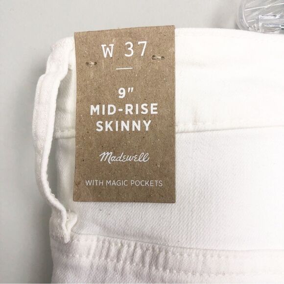 MADEWELL | NEW White 9” Mid-Rise Skinny Jeans Exposed Button Fly Women’s Size 37 - Picture 12 of 13